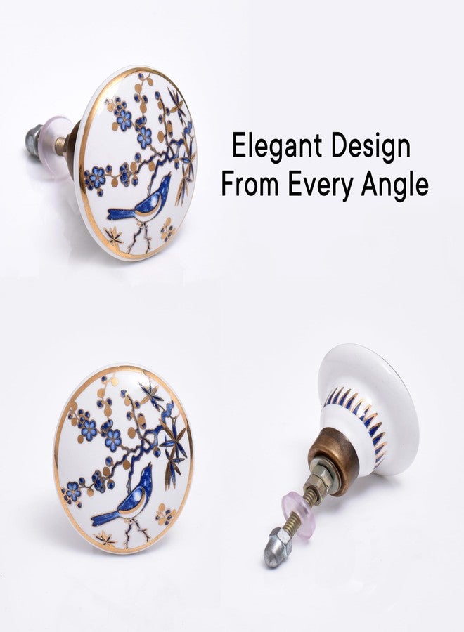 Indian-Shelf 2 Pack White Floral Ceramic Drawer Knobs for Kitchen Cabinet Hardware Door Decorative Dresser Pulls Luxurious Vintage Handles - Image 4